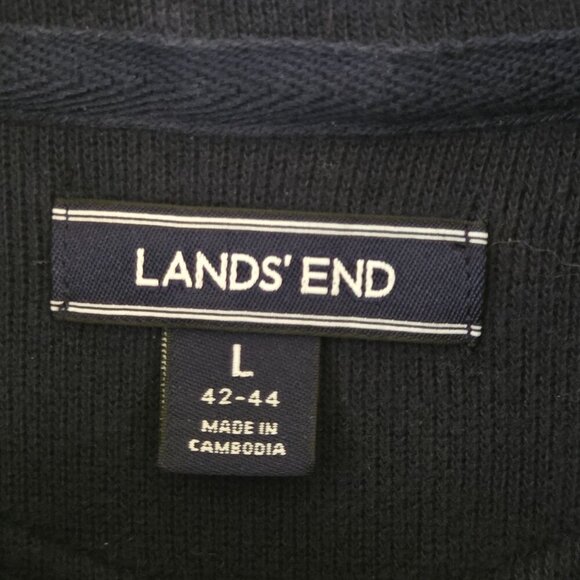 Lands' End 100% Cotton 1/4 Zip Blue Pullover Size L - Picture 4 of 6